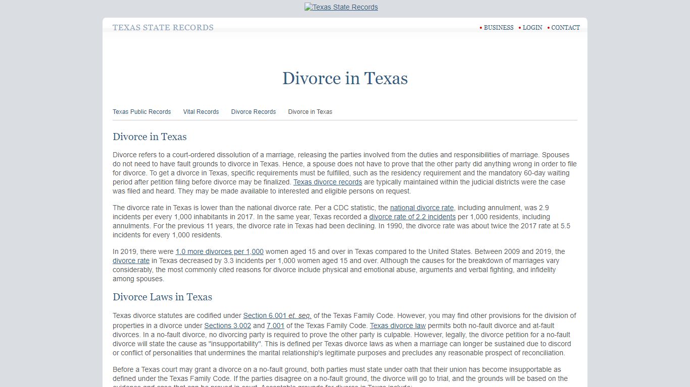 Divorce in Texas | StateRecords.org
